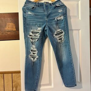 Distressed Blue Jeans